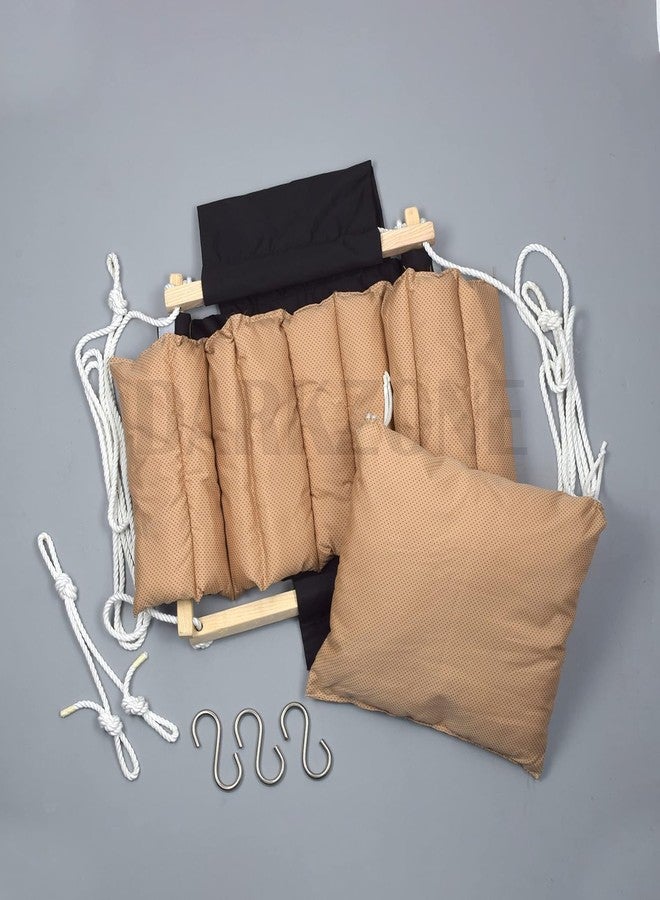 DARKZONE Swing Jhula for Kids Baby's Children Folding and Washable 0-8 Years Garden Jhula for Babies for Indoor Outdoor (Black Cream) - Image 3